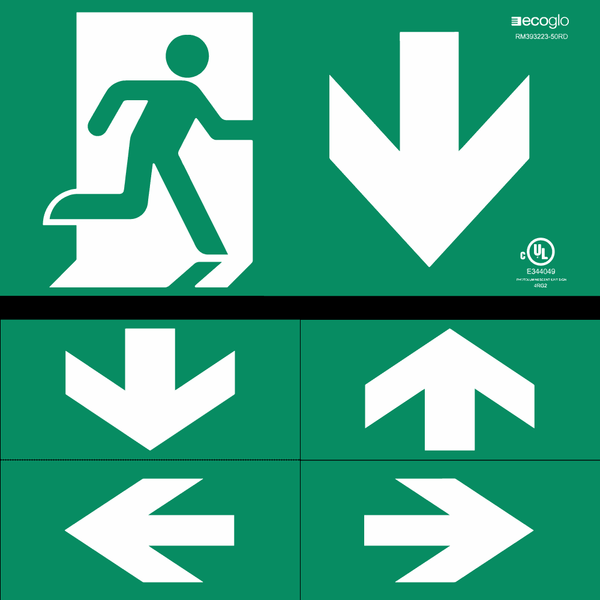 Architectural Photolum Single-Sided Running Man Exit Signs
