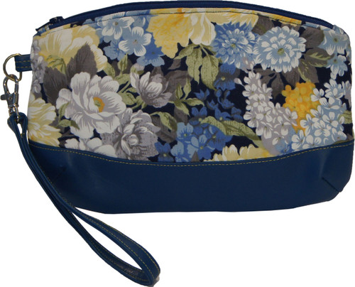 Clematis  Wristlet Navy Blue Base Floral Upper Front