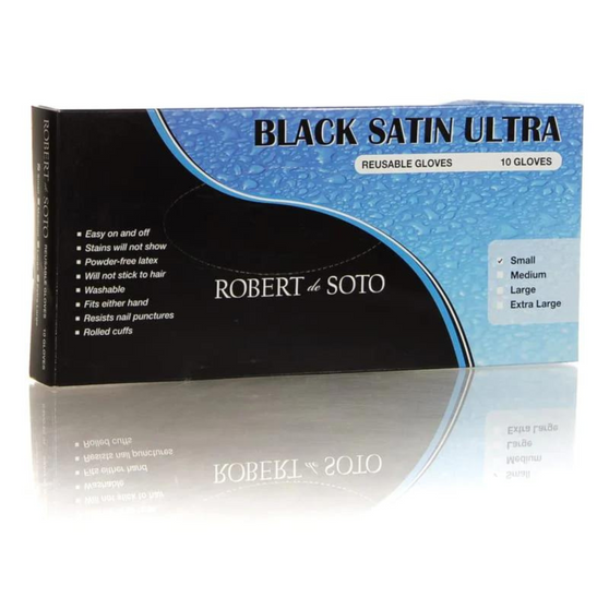 Robert De Soto Black Satin Reusable Gloves (10 Pack)
