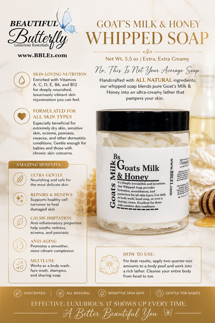 GOATS MILK & HONEY WHIPPED SOAP (Atopic Dermatitis)