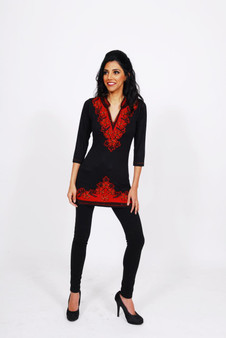 Jersey Kurti 2: Black with Red