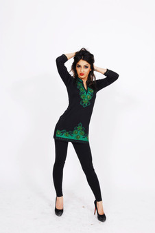 Jersey Kurti 2: Black with Green