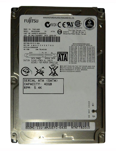 Fujitsu 40GB SATA 8MB Cache 7-Pin 2.5 inch Low Profile Rohs Compliant 5400RPM Hard Drive