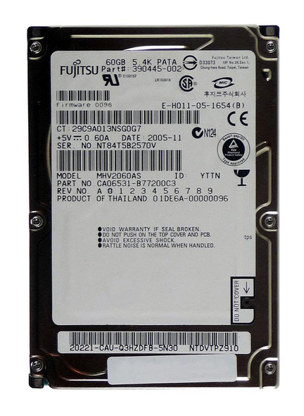 Fujitsu Mobile 60GB ATA-100 8MB Cache 2.5 inch 5400RPM Hard Drive