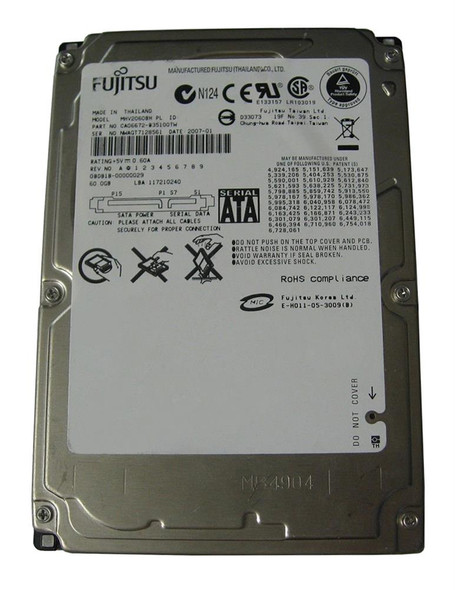 Fujitsu Mobile 60GB SATA 1.5Gb/s 8MB Cache 2.5 inch 5400RPM Hard Drive