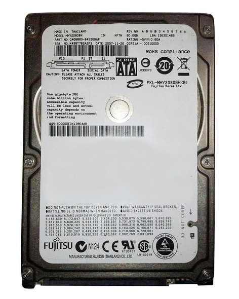 Fujitsu Mobile 80GB SATA 1.5Gb/s 8MB Cache 2.5 inch 5400RPM Hard Drive