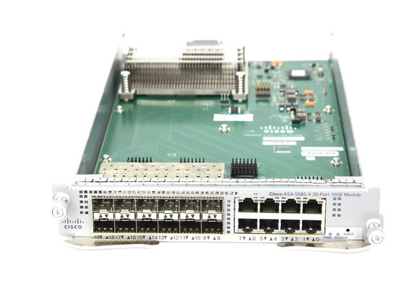 Cisco ASA 5585-X Half Width Firewall Module with 20x 1 GE Ports 8 x 10/100/1000Base-T LAN 12 x SFP (mini-GBIC) 100 Mbit/s 12 x Expansion Slots