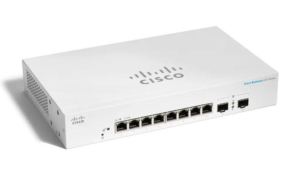 Cisco Business 220 8-Ports 8 x 10/100/1000 + 2 x Gigabit SFP Uplink Layer 2 Managed Rack-Mountable Network Switch