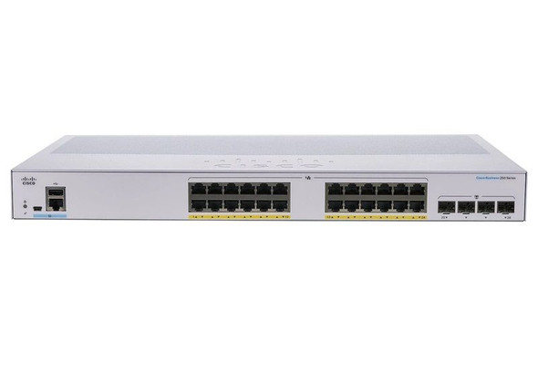 Cisco Business 250 24-Ports 10/100/1000 + 4 x Gigabit SFP PoE+ Layer 3 Managed Rack-Mountable Network Switch