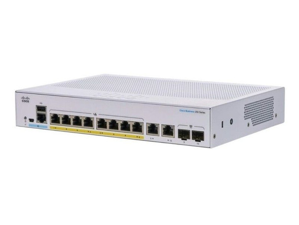 Cisco Business 250 10-Ports 8 x 10/100/1000 + 2 x Combo SFP Layer 3 Managed Rack-Mountable Network Switch