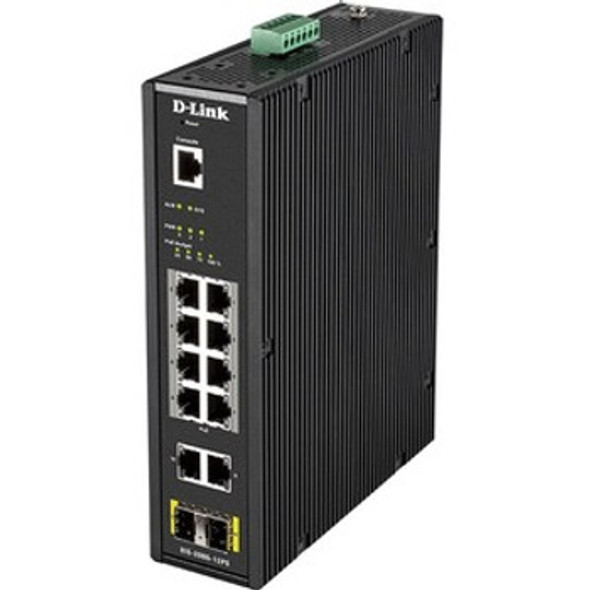 D-Link Ethernet Switch 10 Ports Manageable 2 Layer Supported Modular 2 SFP Slots Twisted Pair Optical Fiber Wall Mountabl