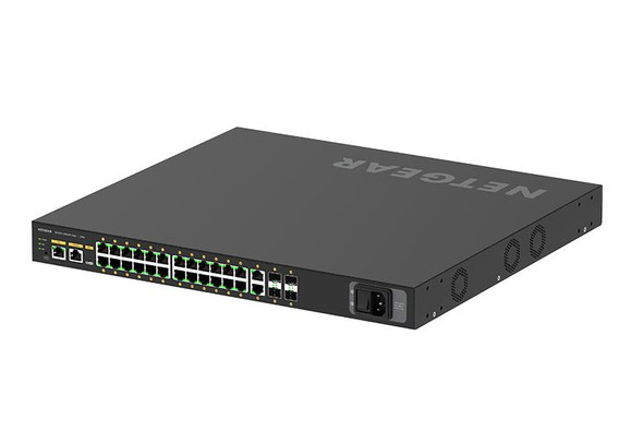Netgear M4250-26G4F-PoE+ AV Line Managed Switch 24 Ports Manageable 3 Layer Supported Modular 4 SFP Slots 35.80 W Power Co