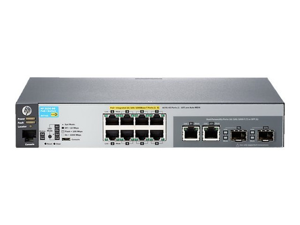 HP 2530-8G-PoE+ 8-Ports With 2 Combo Gigabit SFP Ports 10/100/1000Base-T Managed Gigabit Ethernet Rackmountable Switch