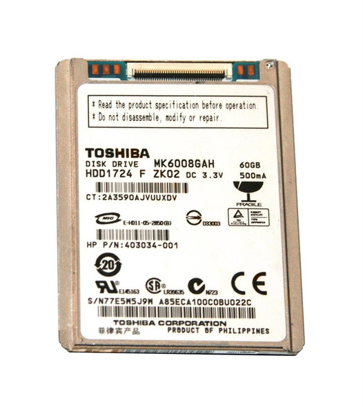 HP 60GB IDE Ultra ATA-100 1.8 inch 4200RPM Hard Drive