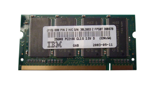 IBM 256MB DDR-333MHz PC2700 non-ECC Unbuffered CL2.5 200-Pin SoDimm Memory Module