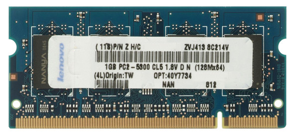 Lenovo 1GB DDR2-667MHz PC2-5300 non-ECC Unbuffered CL5 200-Pin SoDimm 1.8V Dual Rank Memory Module