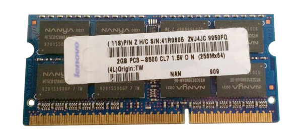 IBM 2GB DDR3-1066MHz PC3-8500 non-ECC Unbuffered CL7 204-Pin SoDimm Memory Module