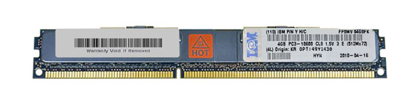 IBM 4GB 1333MHz DDR3 PC3-10600 ECC Registered CL9 240-Pin (VLP) DIMM 1.5V Dual Rank x4 Memory Module