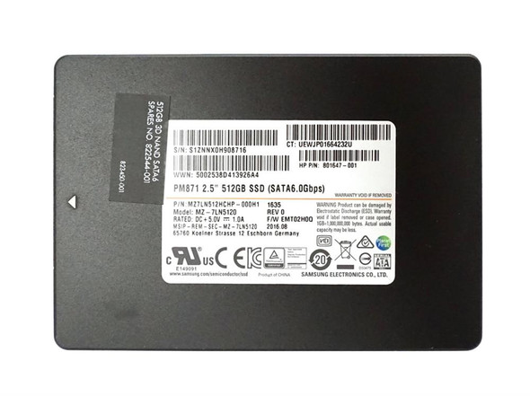 HP / Samsung 512GB SATA 6Gb/s 2.5 inch Solid State Drive (SSD)