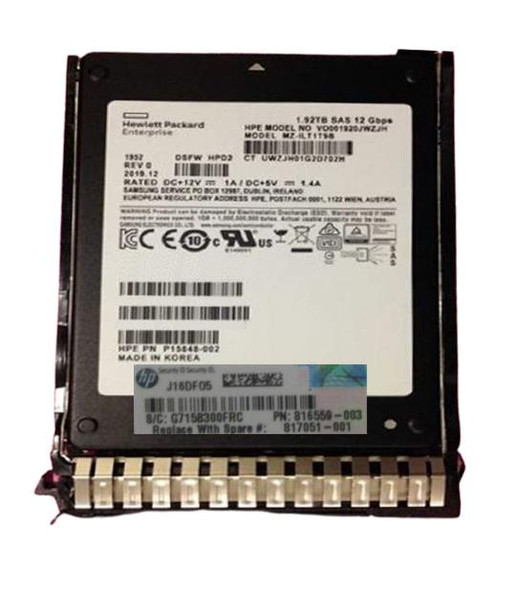 HP 1.92TB SAS 12Gb/s Read Intensive-3 Hot Swap 2.5 inch Solid State Drive (SSD)  with SmartDrive Carrier