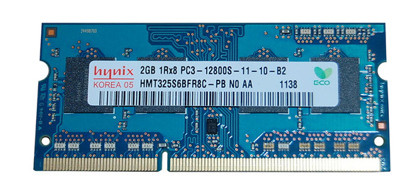 Hynix 2GB DDR3-1600MHz PC3-12800 non-ECC Unbuffered CL11 204-Pin SoDimm Single Rank Memory Module