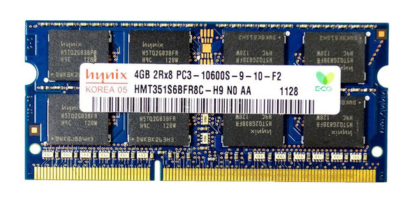 Hynix 4GB 1333MHz DDR3 PC3-10600 Unbuffered non-ECC CL9 204-Pin Sodimm Dual Rank Memory