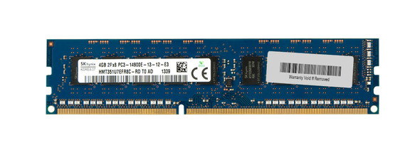 Hynix 4GB 1866MHz DDR3 PC3-14900 ECC Unbuffered CL13 240-Pin DIMM 1.5V Dual Rank x8 Memory Module