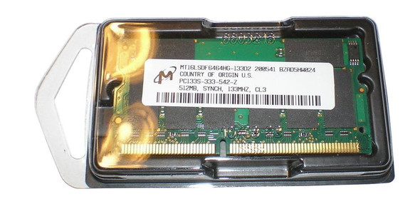 Micron 512MB 133MHz PC133 Non-ECC Unbuffered CL3 144-Pin SoDimm Memory Module