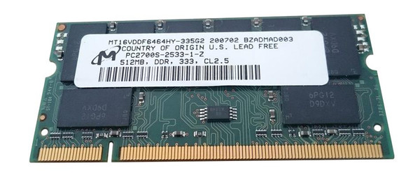 Micron 512MB DDR-333MHz PC2700 non-ECC Unbuffered CL2.5 200-Pin SoDimm Memory Module