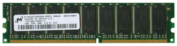 Micron 1GB 266MHz DDR PC2100 Unbuffered ECC CL2.5 184-Pin DIMM Memory