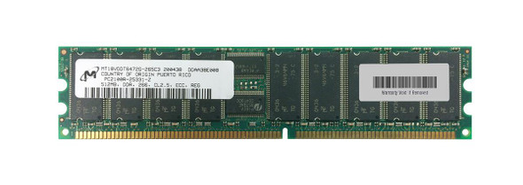 Micron 512MB PC2100 DDR-266MHz ECC Registered CL2.5 184-Pin DIMM Single Rank Memory