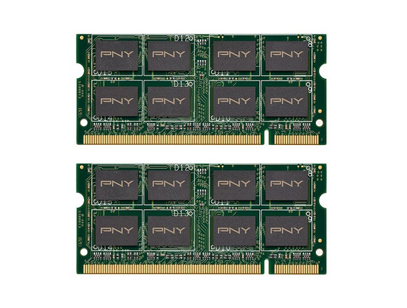 PNY 2GB Kit (2 X 1GB) PC2-5300 DDR2-667MHz non-ECC Unbuffered CL5 200-Pin SoDimm 1.8V Dual Rank Memory