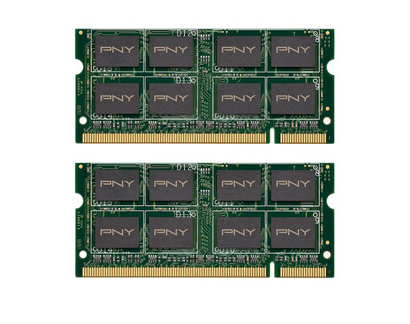 PNY 4GB Kit (2 X 2GB) PC2-5300 DDR2-667MHz non-ECC Unbuffered CL5 200-Pin SoDimm 1.8V Dual Rank Memory