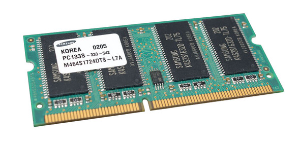Samsung 128MB 133MHz PC133 non-ECC Unbuffered CL3 144-Pin SoDimm Memory Module