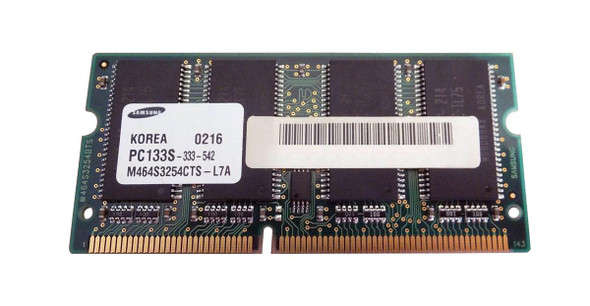 Samsung 256MB 133MHz PC133 non-ECC Unbuffered CL3 144-Pin SDRAM SoDimm Memory Module