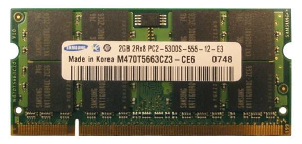 Samsung 2GB 667MHz DDR2 PC2-5300 Unbuffered non-ECC CL5 200-Pin Sodimm Dual Rank Memory