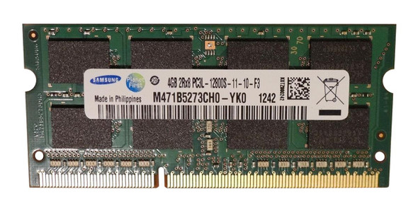 Samsung 4GB 1600MHz DDR3 PC3-12800 Unbuffered non-ECC CL11 204-Pin Sodimm 1.35V Low Voltage Dual Rank Memory