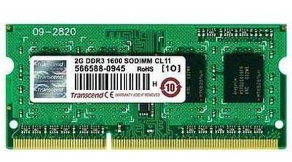 Transcend JetRam 2GB DDR3-1600MHz PC3-12800 non-ECC Unbuffered CL11 204-Pin SoDimm Single Rank Memory Module