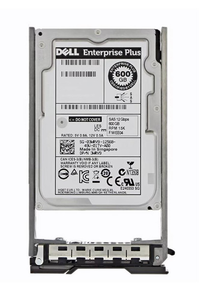 Dell 600GB 15000RPM SAS 12Gb/s 2.5-inch Hot-Pluggable Hard Drive with Tray for Server