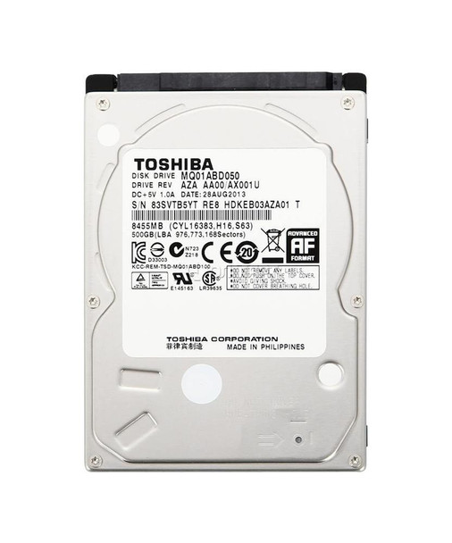 Toshiba Mobile 500GB 5400RPM SATA 3Gb/s 8MB Cache (512e) 2.5-inch Internal Hard Drive