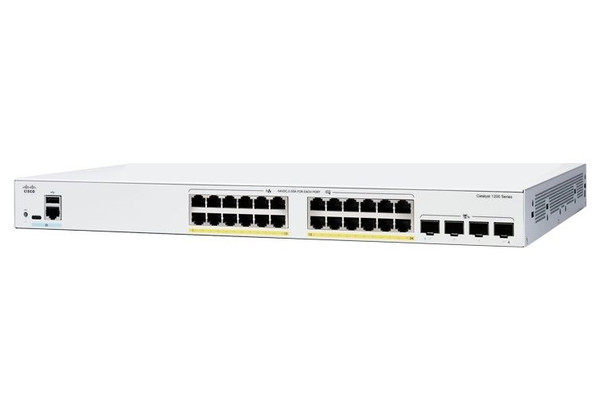 Cisco Catalyst 1200 24-Ports 10/100/1000 + 4 x Gigabit Ethernet SFP PoE+ Layer 3 Managed Rack-Mountable Network Switch Cisco Catalyst 1200 24-Ports 10/100/1000 + 4 x Gigabit Ethernet SFP PoE+ Layer 3 Managed Rack-Mountable Network Switch
