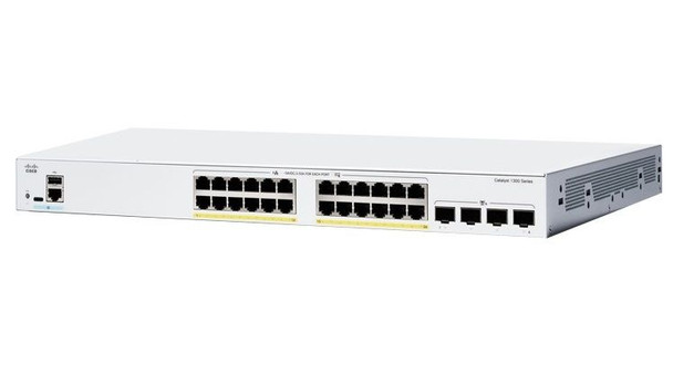 Cisco Catalyst 1300 24-Ports 10/100/1000 + 4 x 10/100/1000/2500/5000/10000 SFP PoE+ Layer 3 Managed Rack-Mountable Network Switch