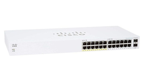 Cisco Business 110 24-Ports 10/100/1000 + 2 x Combo Gigabit SFP PoE Layer 3 Unmanaged Rack-Mountable Network Switch Cisco Business 110 24-Ports 10/100/1000 + 2 x Combo Gigabit SFP PoE Layer 3 Unmanaged Rack-Mountable Network Switch
