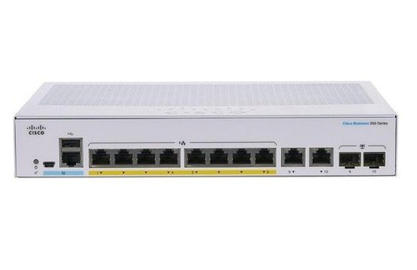 Cisco Business 350 8-Ports 8 x 10/100/1000 + 2 x Combo Gigabit SFP Layer 3 Managed Rack-Mountable Network Switch