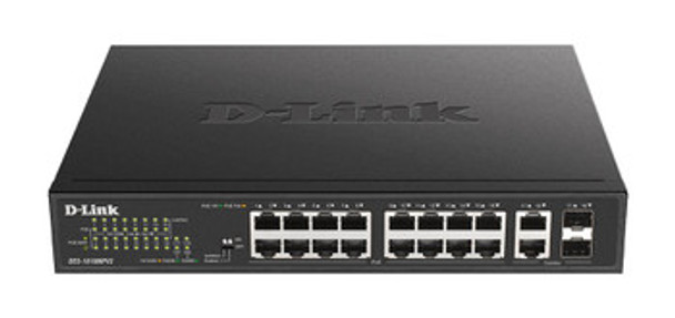 D-Link Ethernet Switch 18 Ports 2 Layer Supported Modular 2 SFP Slots 246.40 W PoE Budget Optical Fiber Twisted Pair PoE (