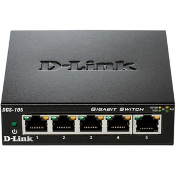 D-Link DGS-105 Ethernet Switch 5 Ports 2 Layer Supported 3.10 W Power Consumption Twisted Pair