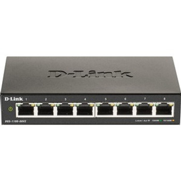 D-Link Ethernet Switch 8 Ports Manageable 2 Layer Supported 4.94 W Power Consumption Twisted Pair Desktop Lifetime Limited