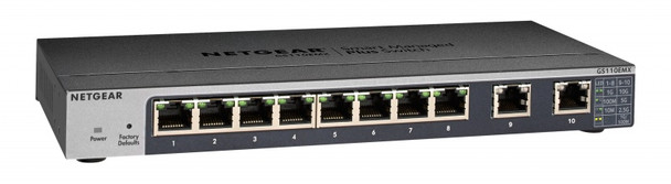 Netgear GS110EMX Ethernet Switch 8 Ports Manageable Gigabit Ethernet 1000Base-T 3 Layer Supported Twisted Pair Desktop
