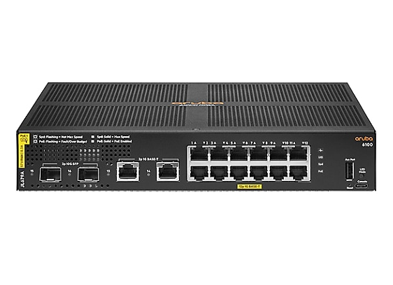 HPE Aruba 6100 12G Class4 PoE 2G/2SFP+ 139W Network Switch