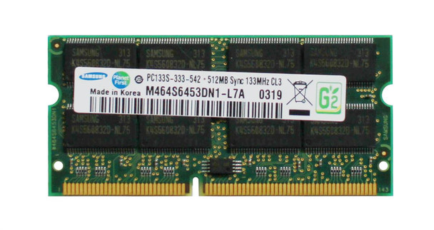 Samsung 512MB PC133 133MHz non-ECC Unbuffered CL3 144-Pin SoDimm Memory Module